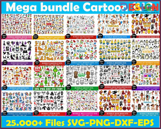 25K+ Cartoon Svg Mega Bundle For Cricut Silhouette Movies