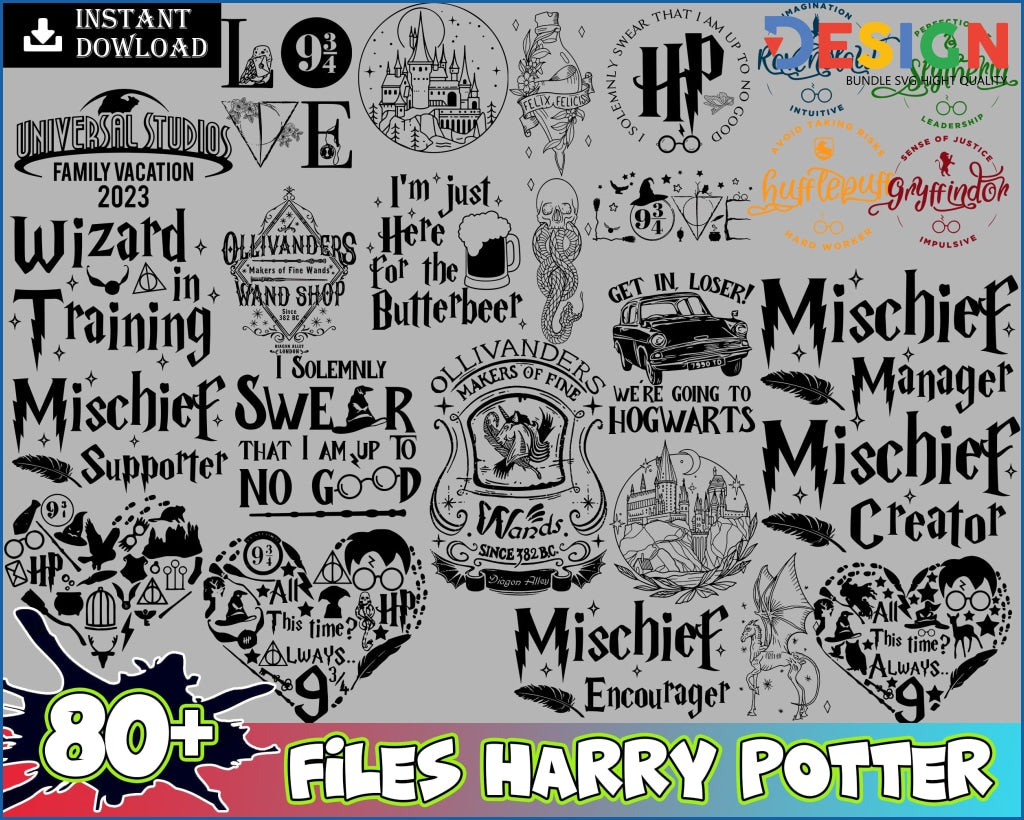 80+ Harry Potter Bundle, Movie Mega SVG Bundle, Magic Wizard Svg, Magi ...