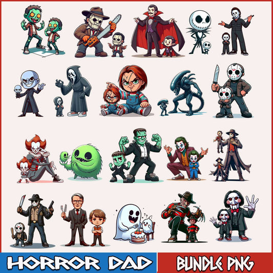 Horror Characters Dad Png Bundle, Father's Day Png