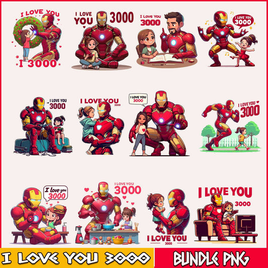 I Love You 3000 Png, Iron Dad Png Bundle, Father's Day Png