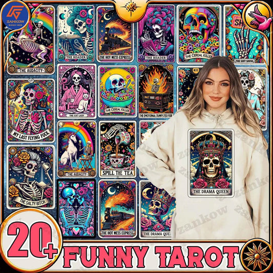 Snarky Funny Tarot Card Bundle, Halloween Horror Svg Instant Download