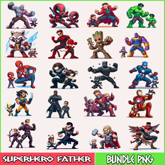 Avenger Dad Png Bundle, Father's Day Png