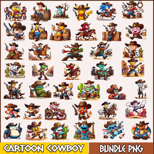 Cartoon Cowboy Bundle Png, Instantly download