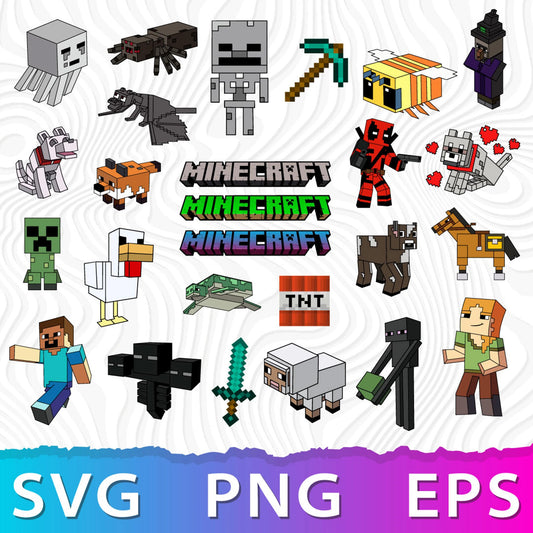 Minecraft Bundle Game Chracters, Svg Png, Cricut for svg files